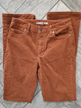 BOHO 70S Lands' End Burnt Orange Corduroy Mid-rise Bootcut Pants 6 Tall